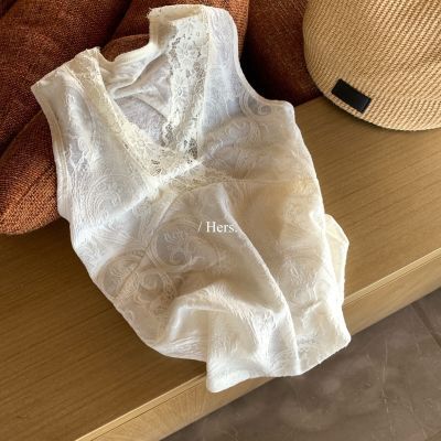 无袖80296百搭打底简约气质日常叠叠穿超美内搭V领背心蕾丝背心优惠商品图片