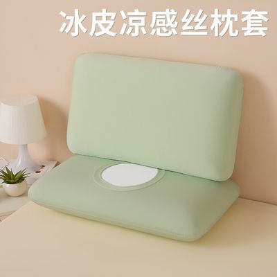 新款冰皮凉感枕套冰丝记忆棉枕头套大号夏季枕芯内胆套一对可水洗