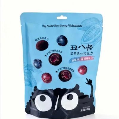金丝猴丑八怪浆果夹心巧克力袋装120蓝莓味蔓越莓味网红休闲零食优惠商品图片