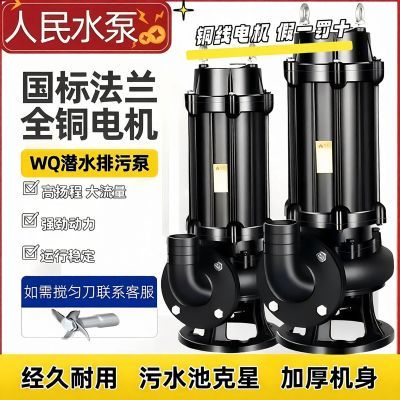 上海纯铜国标正品人民污水泵380V三相潜水排污泵单相220V家用泵