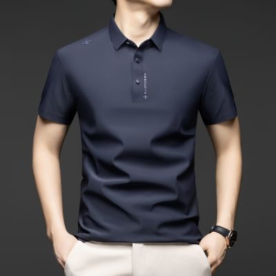 POLO衫男装2026年夏季纯色商务休闲翻领短袖男士高档无痕速干上衣