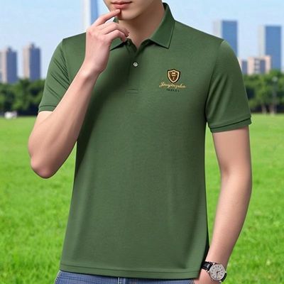夏季男士短袖T恤翻领新款POLO休闲刺绣薄款帅气中青年上衣男百搭