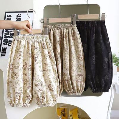 新款夏季男女童防蚊裤碎花宽松灯笼裤显瘦百搭九分裤天丝麻