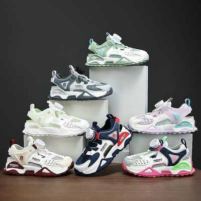 巴布豆儿童男童夏季新款透气运动框子鞋女孩中童单网大网眼波鞋女