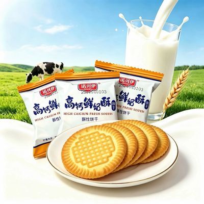9.5斤批发价特色正品高钙鲜奶酥饼干便宜高钙饼干商用酥性饼干