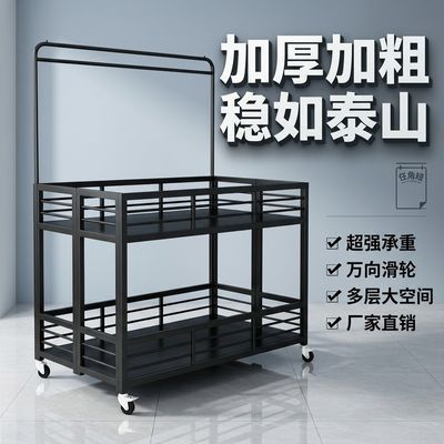 新年超市促销车带轮甩货车折叠移动地摊车货架展示架服装店售货车