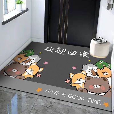 卡通水晶绒入户门口地垫耐磨除尘可裁剪进门玄关脚垫入户门地毯垫