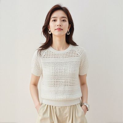 ���ڲ�����YPUT�װ�ɫ�ο�Բ����֯����T��Ů�¿�ʱ�м���С����YJH-AY-403 78.9Ԫ