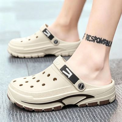 大码洞洞鞋男款夏季防滑防臭耐磨外穿凉拖百搭情侣厚底男士沙滩鞋