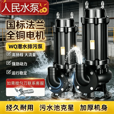 上海纯铜国标正品人民污水泵380V三相潜水排污泵单相220V家用泵