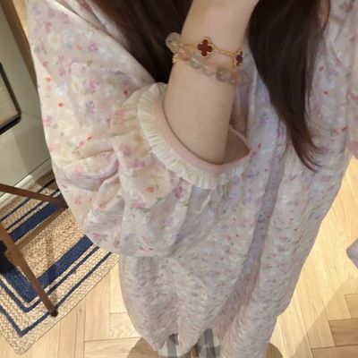 100%棉~纯棉短袖睡裙女夏季薄款睡衣家居服长裙过膝洋气超仙ins优惠商品图片