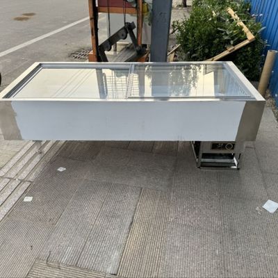 定制不锈钢冰箱展示柜摆摊透明台面冷柜商用推拉门三轮车冷藏
