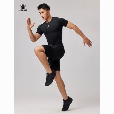 【KELME】卡尔美运动紧身衣男短袖夏季高弹健身服透气跑步训练压缩T恤