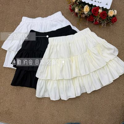 2026夏季新款高腰蛋糕裙女小个子显瘦A字半身裙蓬蓬荷叶边短裙子优惠商品图片