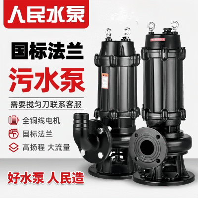 上海纯铜人民大功率污水泵水泵380v三相潜水泵地下室自动排水泵