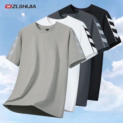 战狼世家夏季冰丝速干新款百搭休闲T恤衫男运动户外宽松大码短袖