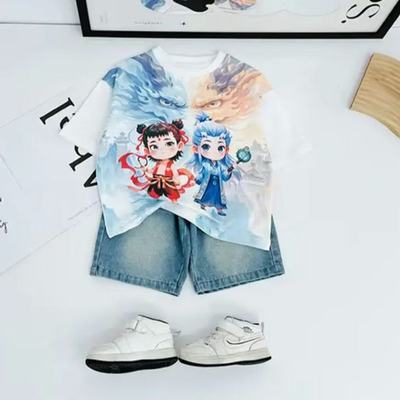 【纯棉高品质】卡通动漫印花儿童T恤男童宝宝中大童短袖上衣韩版