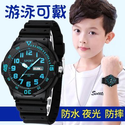 儿童手表ins指针式男小学生初中男童孩仿真高颜值防水夜光石英表.
