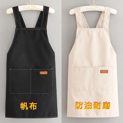 高档防油耐磨帆布围裙家用厨房防污做饭成人上班餐饮工作服女定制