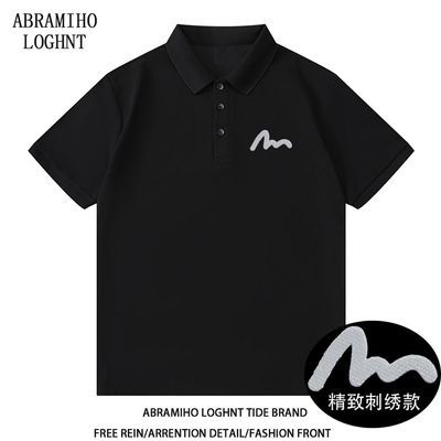 M字POLO衫刺绣短袖夏季美式潮牌T恤上衣商务休闲翻领痞帅ins优惠商品图片
