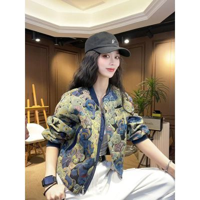 韩版小众设计感印花短款外套女春秋季2026新款小个子休闲宽松夹克