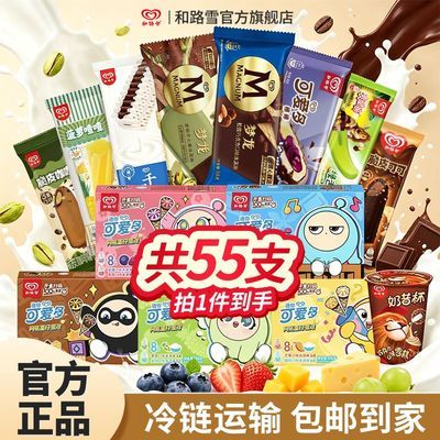 【55支】和路雪全家桶冰淇淋梦龙千层雪奶昔杯迷你可爱多甜筒家庭