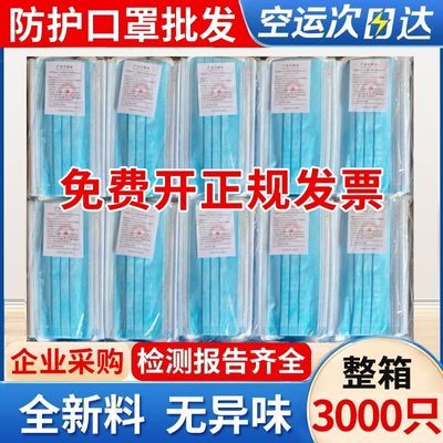 3000个整箱一次性口罩批发三层防护夏季透气舒适含熔喷防尘防雾霾优惠商品图片