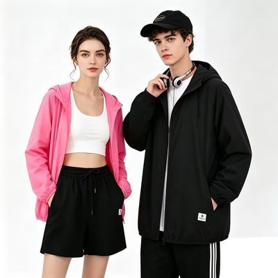 :CHOCOOLATE it 连帽拉链薄款外套春男女同款休闲防晒遮阳外套潮