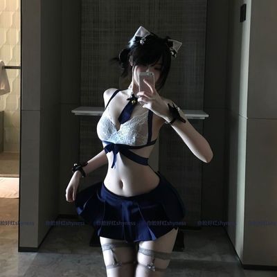 纯欲少女蝴蝶结禁欲系jk蕾丝上衣百褶裙性感约会睡裙制服学生外穿