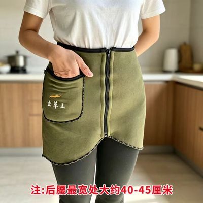 羊羔绒加绒保暖一体护腰藏式挖虫草护腰半身裙