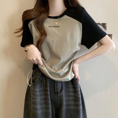 大码抽绳小众短袖t恤女2026夏季新款宽松显瘦设计感短款外穿上衣