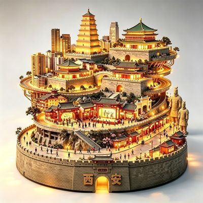 西安全景城市金属立体浮雕冰箱贴旅游纪念品文创伴手礼旅游装饰品