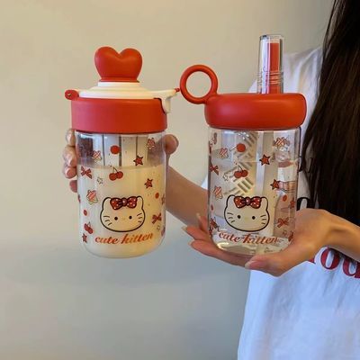 600ml浮球塑料杯高颜值大容量夏天便携吸管杯女生可爱卡通水杯【3天内发货】优惠商品图片