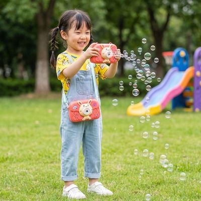 卡通萌宠泡泡相机儿童电动泡泡机 全自动灯光音乐户外玩具礼物【3天内发货】