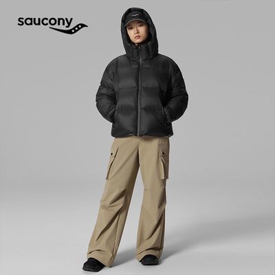 【Saucony】索康尼官方女运动休闲宽松舒适抽绳设计短款羽绒服