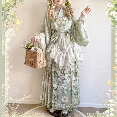 星禾纪汉洋折衷【绿】原创汉服洛丽塔刺绣提花罩裙日常可爱风学生
