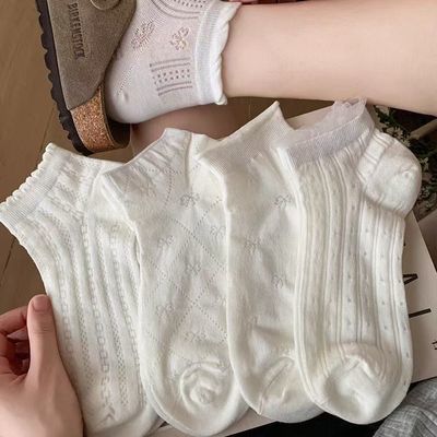 【15双装】春夏季薄款网眼透气白色花边短筒袜子女ins潮日系百搭【3天内发货】优惠商品图片