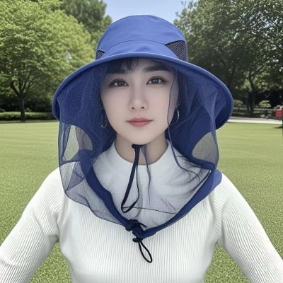 防晒面罩遮脸一体帽防蚊虫秋收干农活掰玉米砍甘蔗防刮脸护颈帽子
