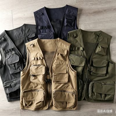 钓鱼马甲,机能工装风立体多口袋设计户外工装多口袋男士背心钓鱼