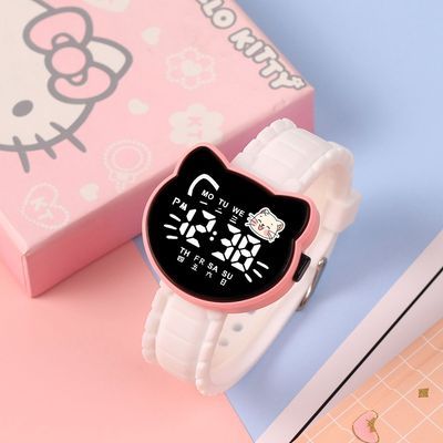 网红可爱kitty猫手表高颜值时尚潮流百搭学生礼物多功能电子表女
