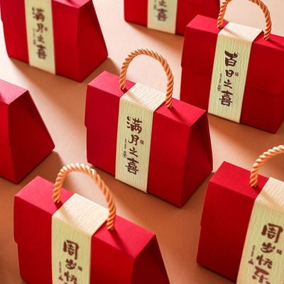 宝宝满月喜糖礼盒百日宴糖盒婴儿出生生小孩报喜喜蛋周岁宴空盒子