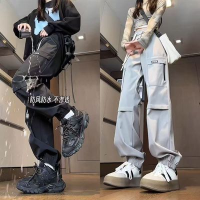 美式冲锋裤裤子防风防泼水束脚工装裤户外春秋机能潮宽松休闲登山