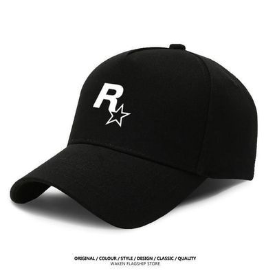 R星字母GT美式复古A印花鸭舌棒球帽子户外遮阳潮男女情侣款运动风