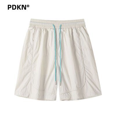PDKN潮牌 纯色拼接休闲短裤男2026夏季新款青少年显瘦速干五分裤【5天内发货】