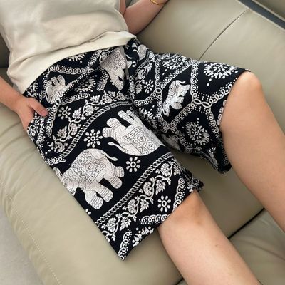 夏薄款男士棉绸大裤衩绵绸沙滩裤人造棉家居裤宽松五分短裤睡裤优惠券
