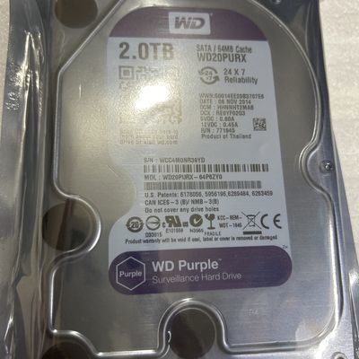 西数2TB紫盘机械硬盘,型号WD20PURX性能稳定,质量保证!!