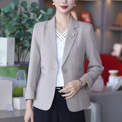 高档春夏新款气质西装薄爆款洋气休闲九分袖大码上衣修身外套42