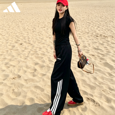 【阿迪达斯】新款女款美式弯刀裤时尚潮流宽松显瘦百搭街舞休闲运动裤
