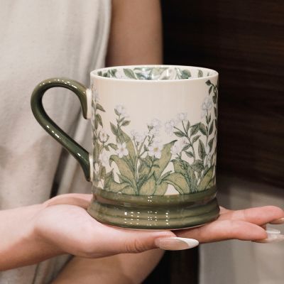 花开伴手轻奢高级感铃兰咖啡杯法式公室送女生生日礼物陶瓷水杯礼