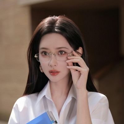 纯御无框防蓝光眼镜女素颜神器超轻高级感韩系显脸小可配度数眼镜